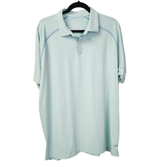 Peter Millar Short Sleeve UPF 50 Sun Protect Golf Polo Shirt Blue Stretch Men XL - Picture 1 of 8